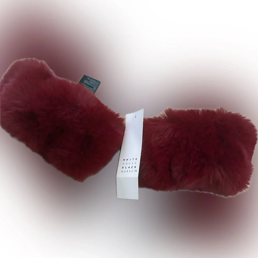 Black house, white market, faux fur cuffs, new with tags, dark sangria color